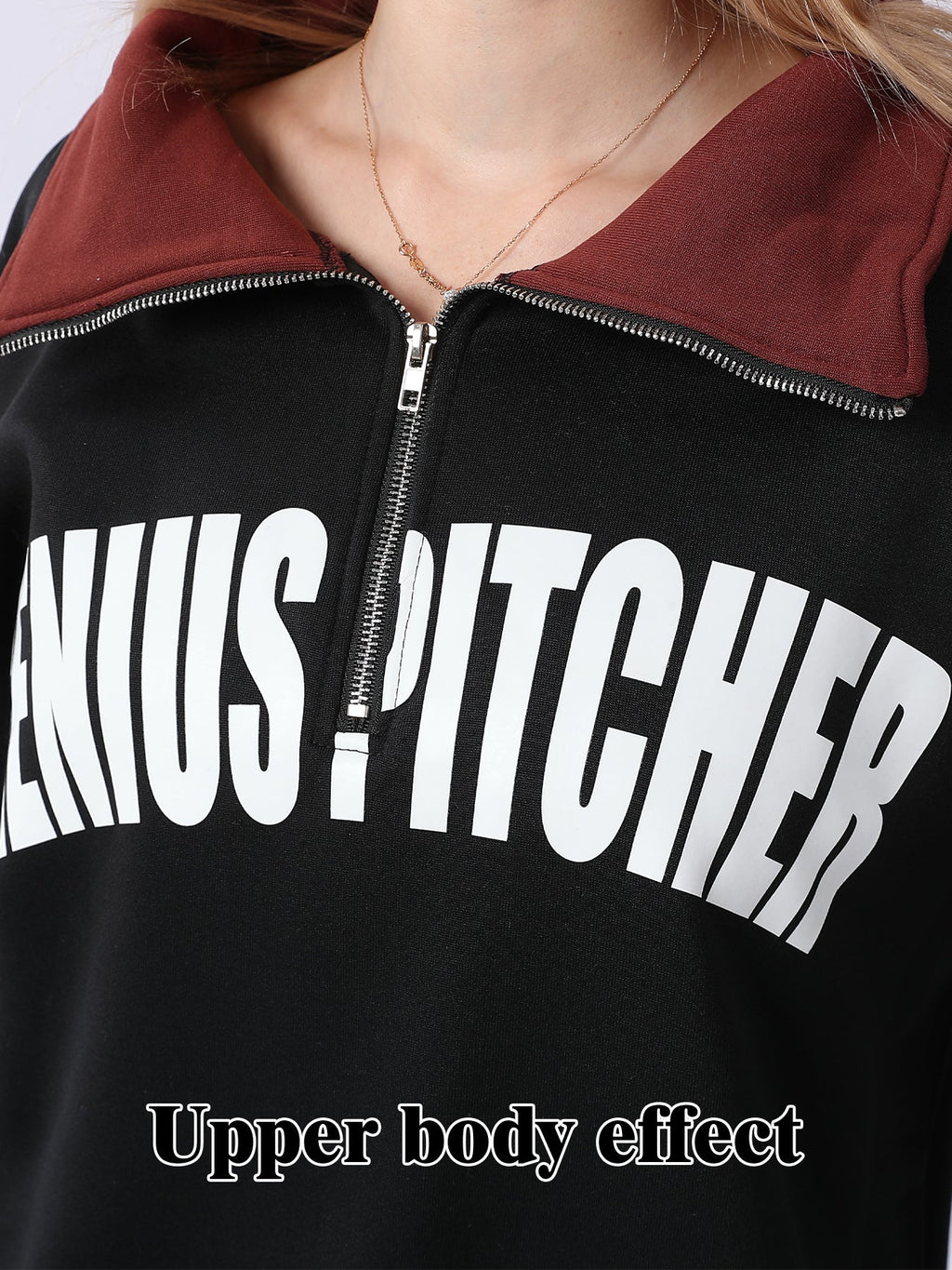 Retro Prep Genius Pitcher  Contrast Quarter-Zip Pullover