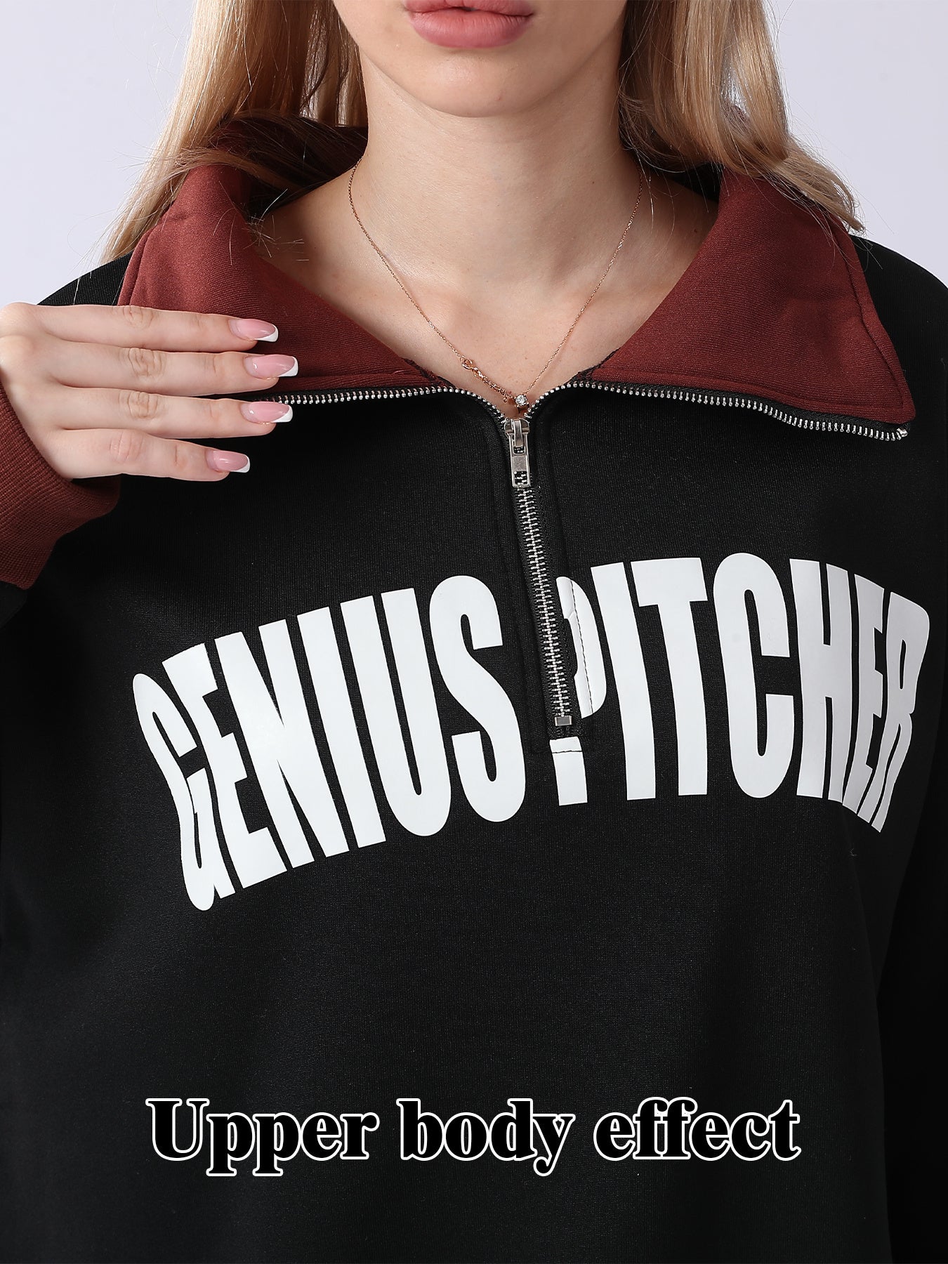 Retro Prep Genius Pitcher  Contrast Quarter-Zip Pullover
