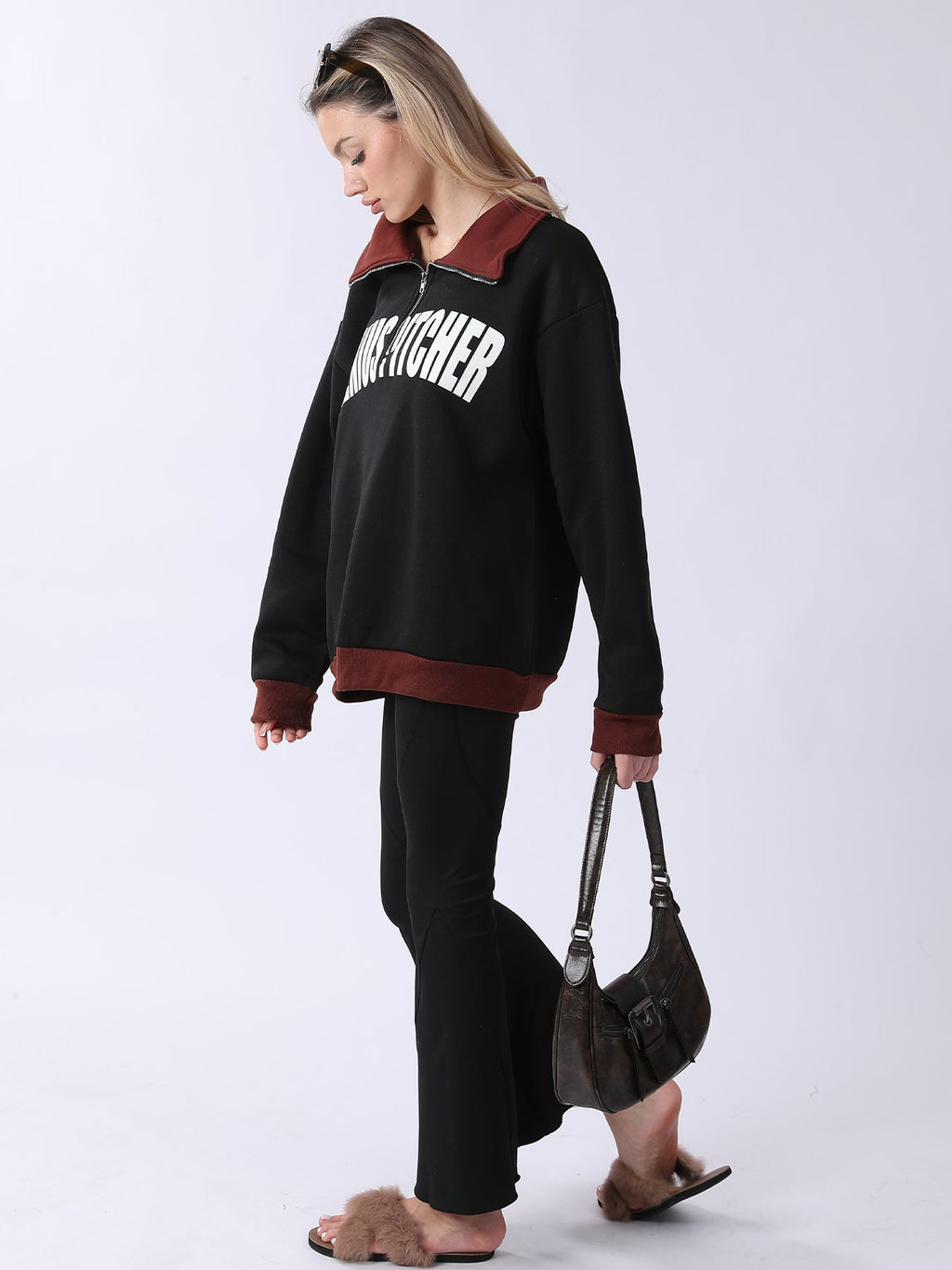 Retro Prep Genius Pitcher  Contrast Quarter-Zip Pullover