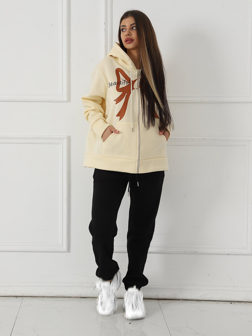 Beautiful Bow Full-Zip Oversize Hoodie