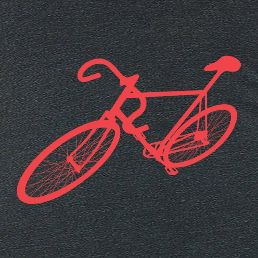 Red bicycle outline on a black textured background