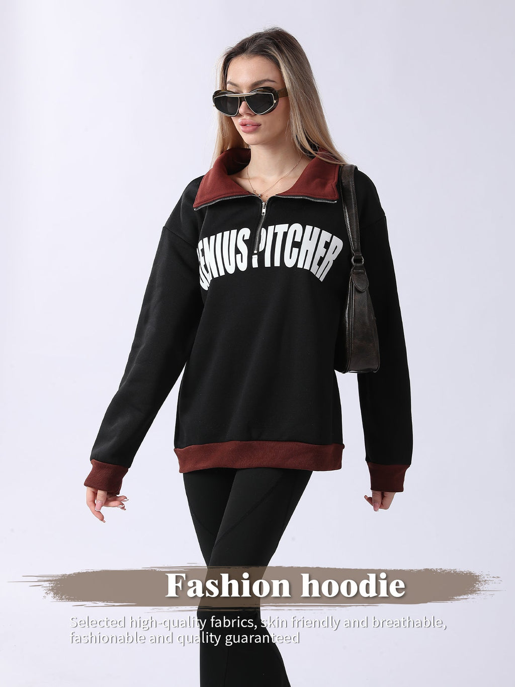 Retro Prep Genius Pitcher  Contrast Quarter-Zip Pullover