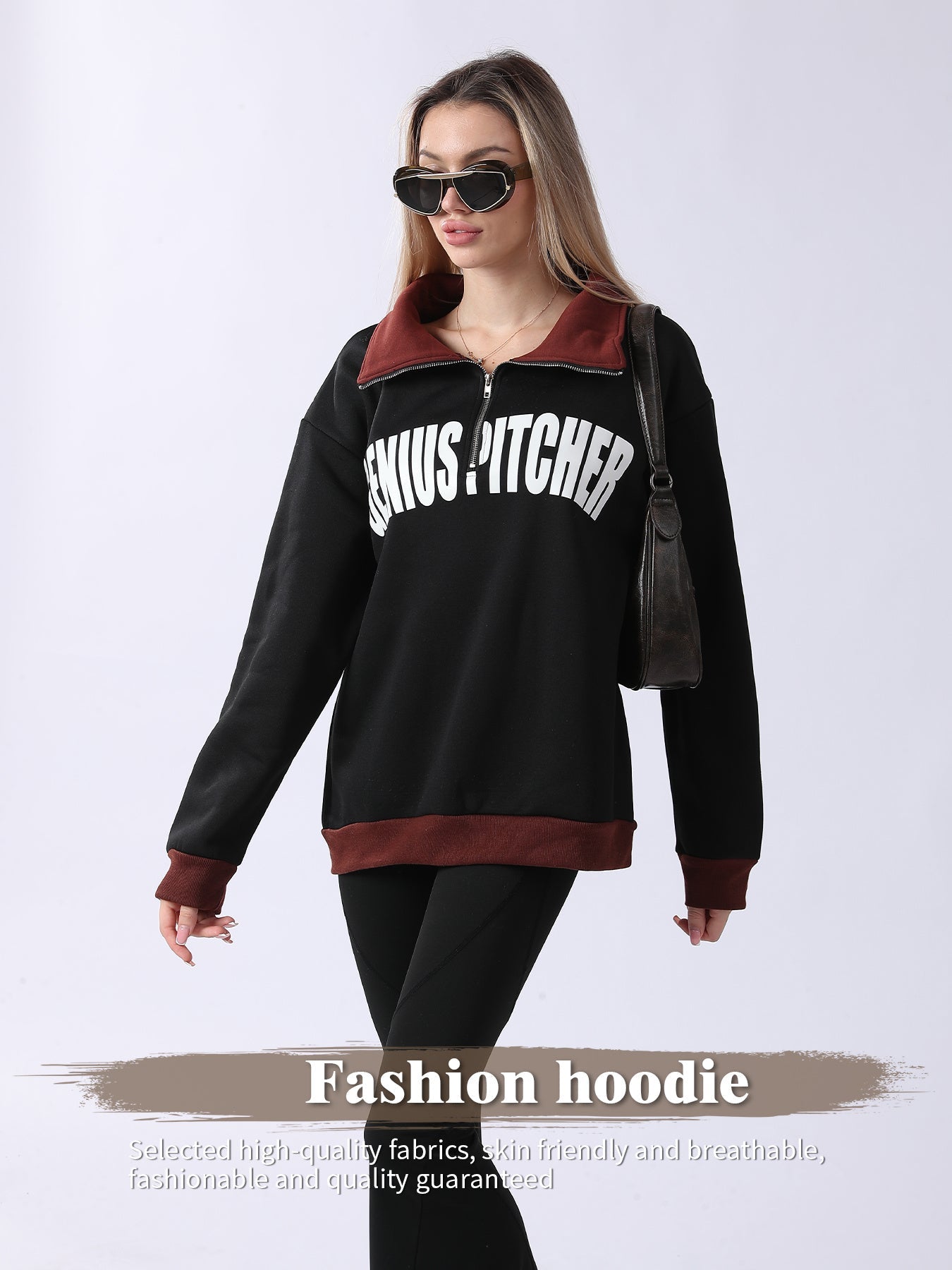 Retro Prep Genius Pitcher  Contrast Quarter-Zip Pullover
